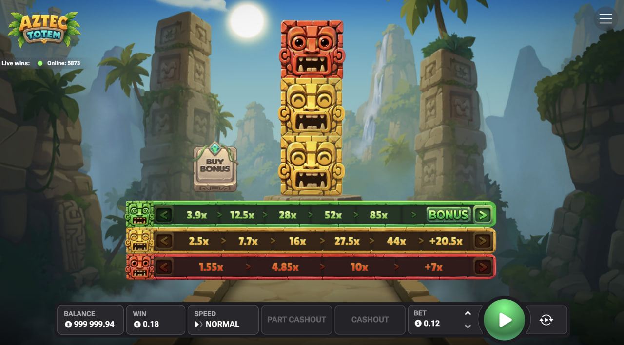 Sikirini ya Aztec Totem pa kompyuta yokhala ndi totem ndi njira zitatu za ochulukitsa
